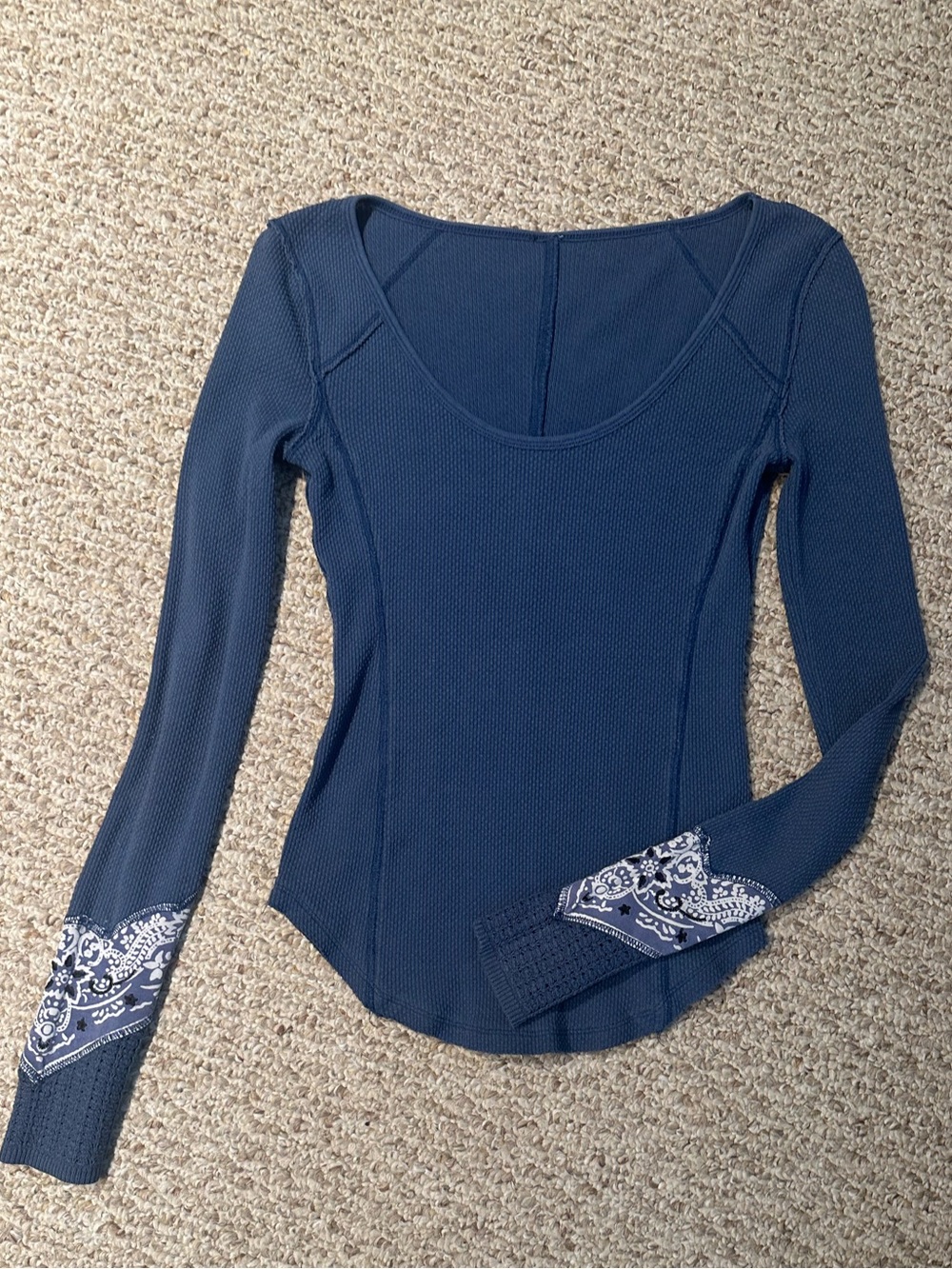 Free People Waffle Scoop Neck Thermal Top